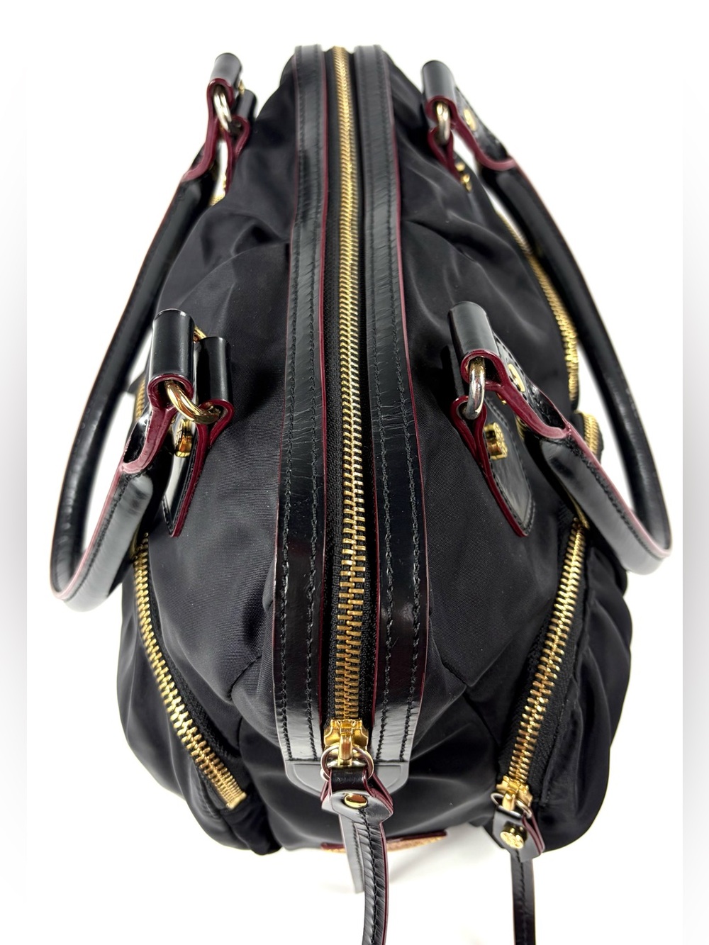 MZ Wallace Bedford Satchel Black Bedford Nylon Patent Leather Trim Gold Hardware - Picture 4 of 16